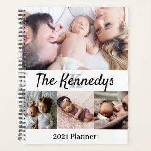2021 Custom Family Photo Collage, Name & Monogram Planner