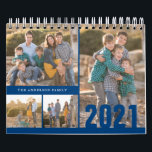 2021 Custom Photo Calendar Create Your Own Blue<br><div class="desc">Simple Modern Minimalist 2021 Custom Photo Collage Editable Year Family Kids Children Nature Photography Business Company Calendar</div>