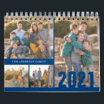 2021 Custom Photo Calendar Create Your Own Blue<br><div class="desc">Simple Modern Minimalist 2021 Custom Photo Collage Editable Year Family Kids Children Nature Photography Business Company Calendar</div>