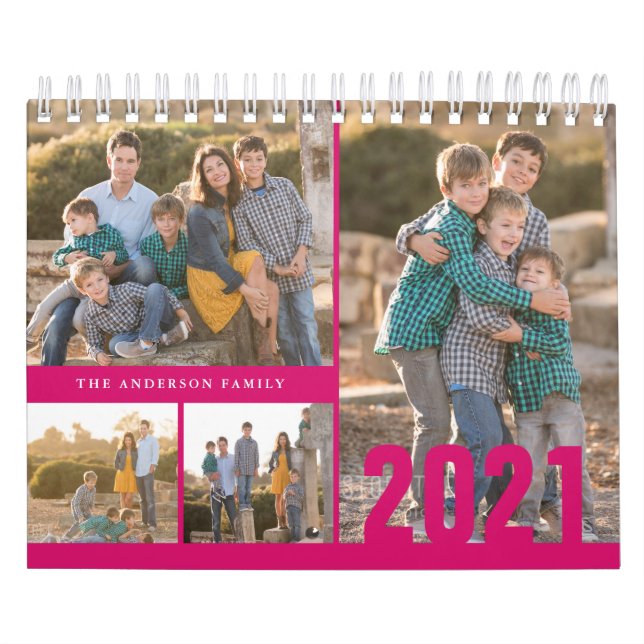 2021 Custom Photo Calendar Create Your Own Pink (Cover)