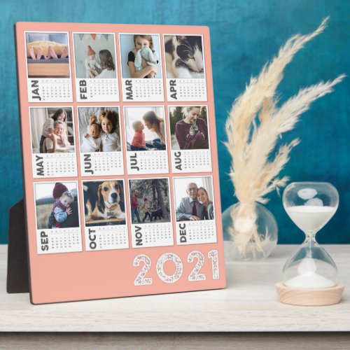 2021 Desktop Calendar Modern Photo Collage Plaque