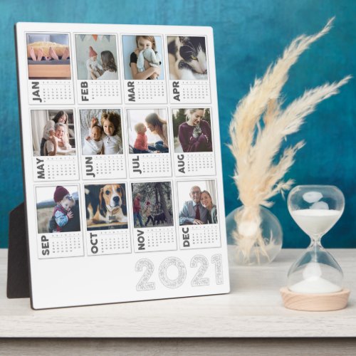 2021 Desktop Calendar Modern Photo Collage Plaque