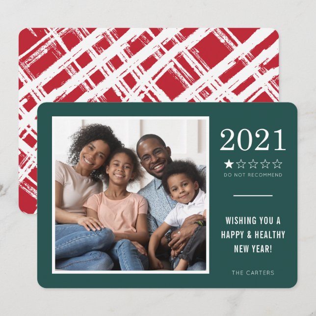 2021 DO NOT RECOMMEND funny 1 star rating green Holiday Card (Front/Back)