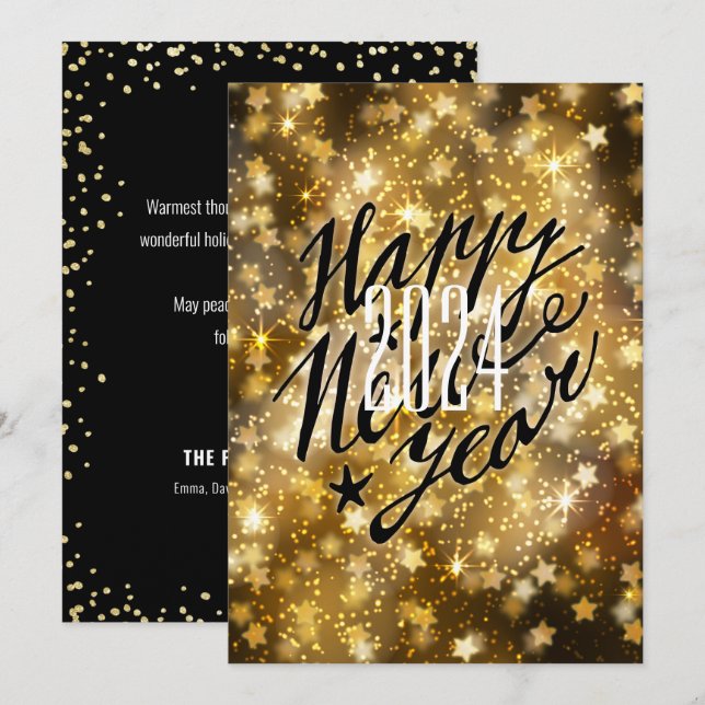 2021 Festive Gold | Happy New Year Holiday Card (Front/Back)