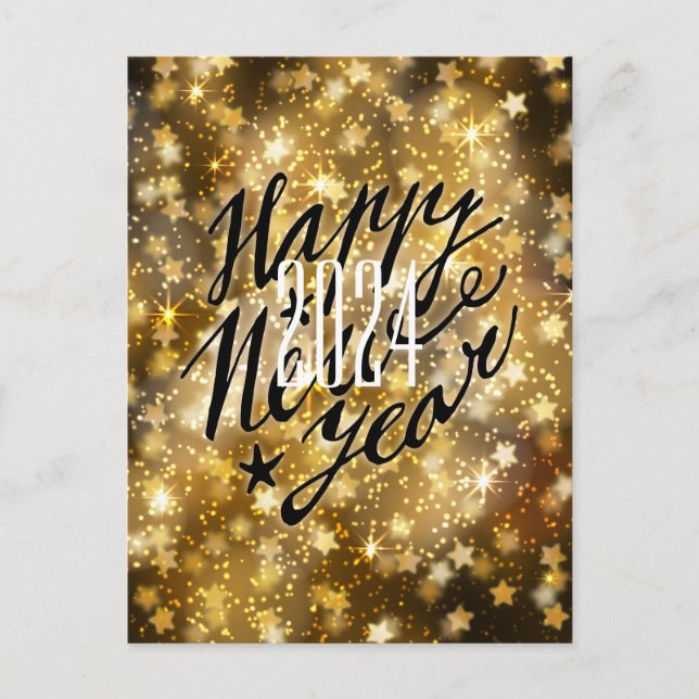 2021 Festive Gold | Happy New Year Holiday Postcard (Front)