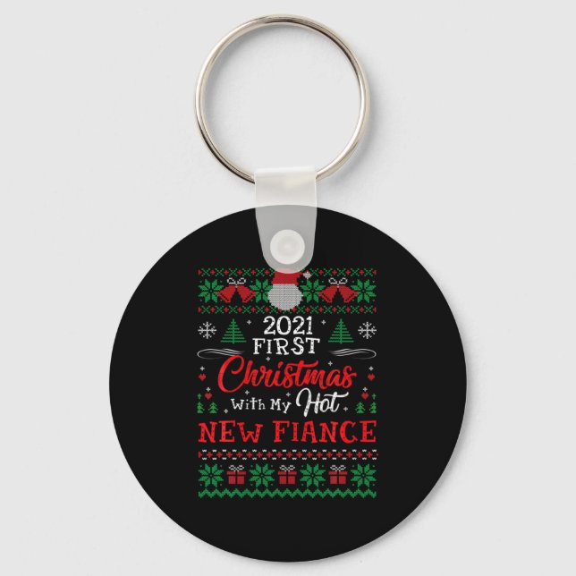 2021 First Christmas With My Hot New Fiance Xmas H Keychain (Front)