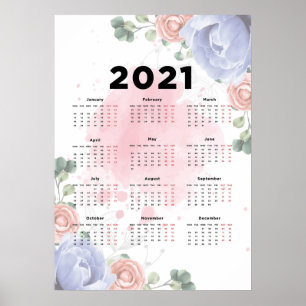 2021 Floral Calendar Poster
