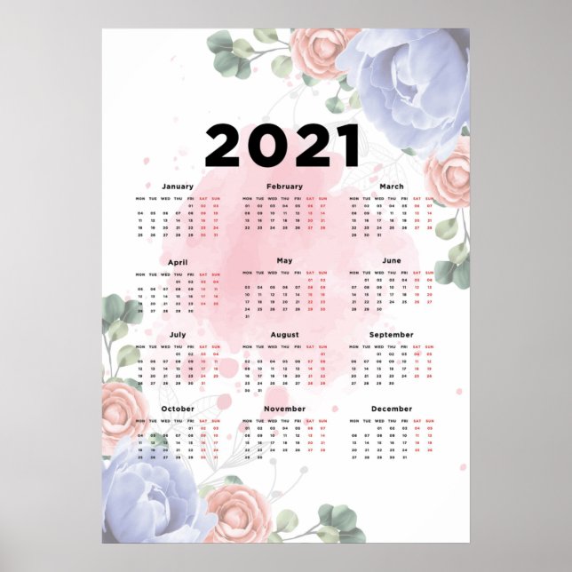 2021 Floral Calendar Poster (Front)