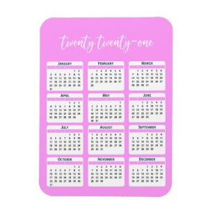 2021 Full Year Calendar Script Magnet