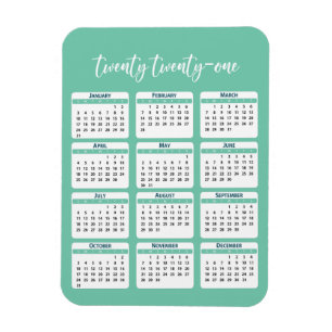 2021 Full Year Calendar Script Magnet
