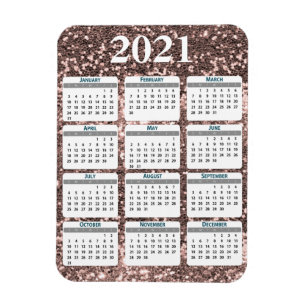 2021 Full Year Chunky Glitter Sparkle Calendar Magnet