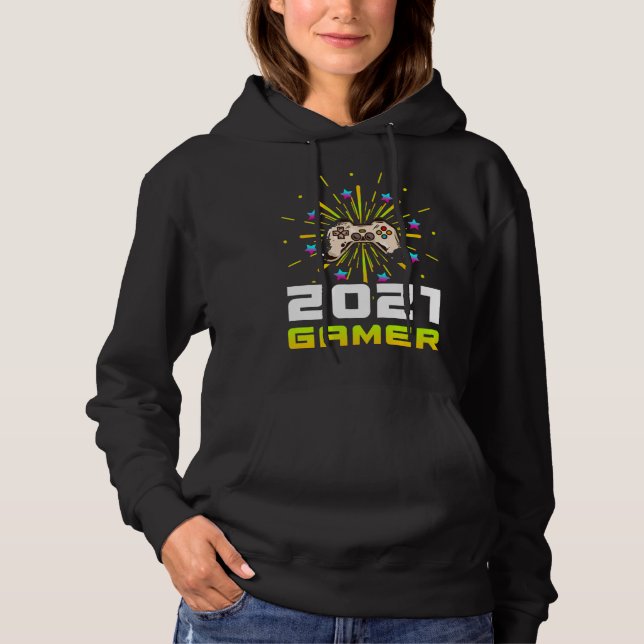 2021 Gamer Play Computer Video Games 2021 Firework Hoodie (Front)