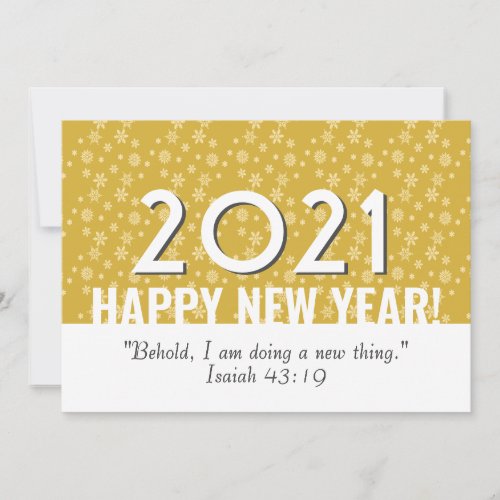 2021  Gold Snowflakes  Christian  NEW YEAR Holiday Card