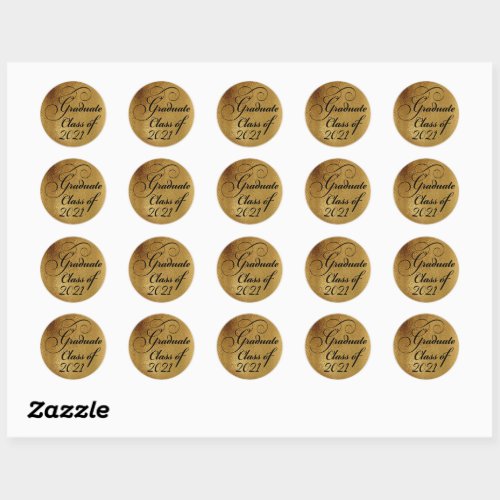 2021 Graduate Gold Graduation Party Thank You Classic Round Sticker