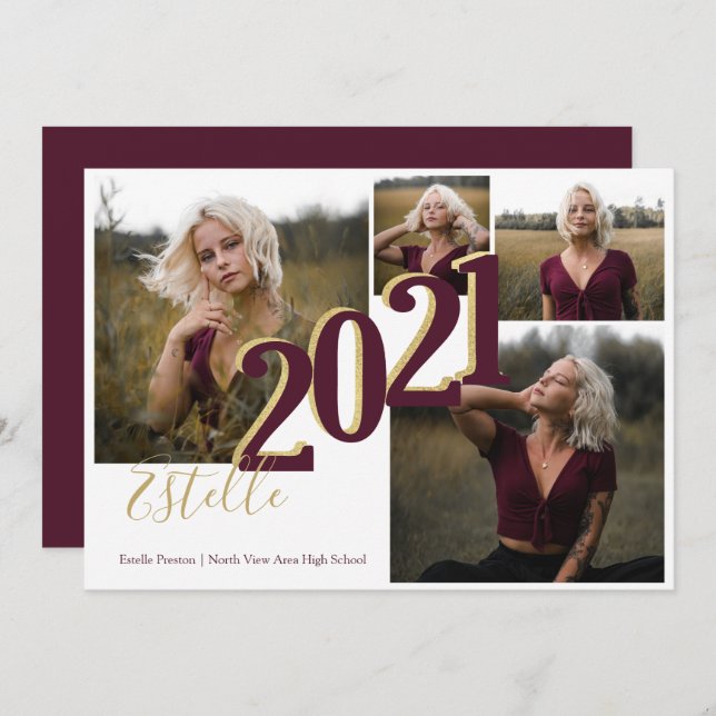 2021 Graduation Collage Color Option Invitation (Front/Back)