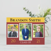 2021 Graduation Maroon and Gold Personalizable Invitation (Standing Front)