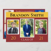 2021 Graduation Maroon and Gold Personalizable Invitation (Front/Back)
