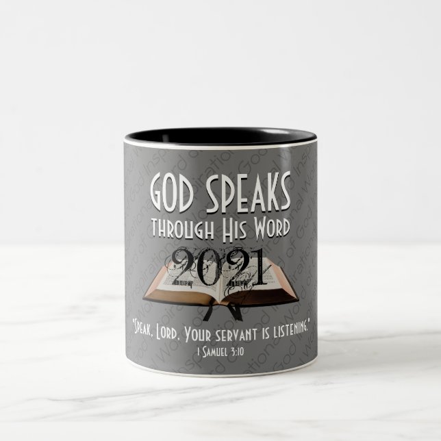 2021 | Gray | God's Word Bible | Christian Two-Tone Coffee Mug (Center)