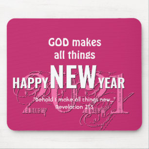 2021   HAPPY NEW YEAR   Christian Scripture   PINK Mouse Pad