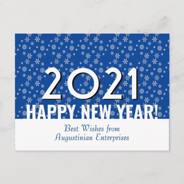 2021 | Happy New Year | Snowflakes | Corporate Postcard (Front)