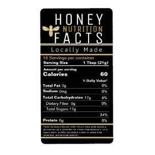 2021 Latest Honey Nutrition Black Gold with Bee Label