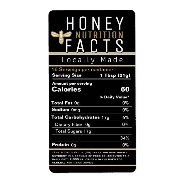 2021 Latest Honey Nutrition Black Gold with Bee Label (Front)