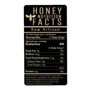 2021 Latest Honey Nutrition Black Gold with Bee Label