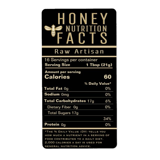 2021 Latest Honey Nutrition Black Gold with Bee Label (Front)