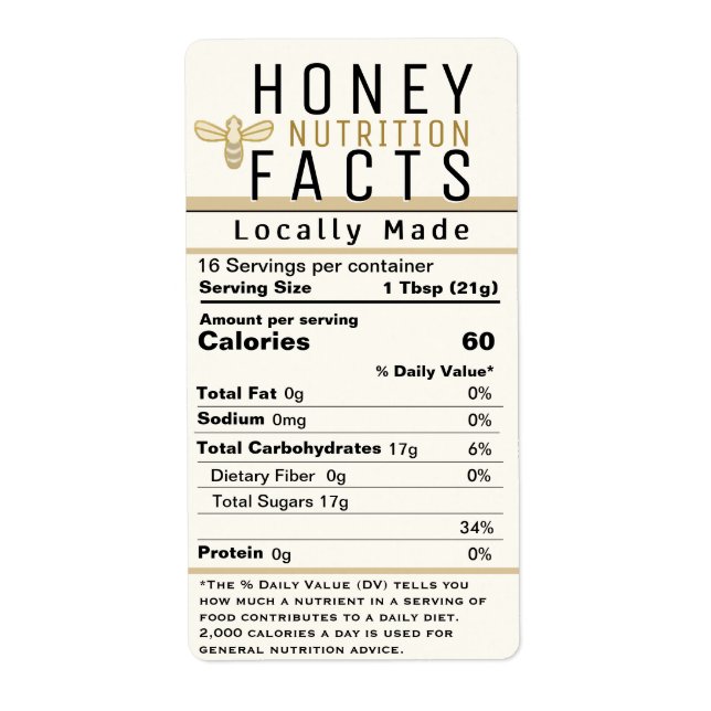 2021 Latest Honey Nutrition Gold Ivory with Bee    Label (Front)