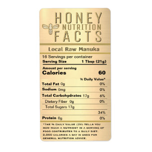2021 Latest Honey Nutrition Metallic Gold with Bee Label