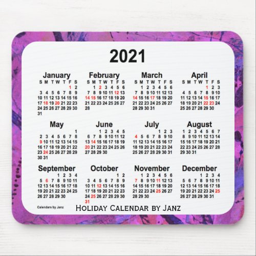 2021 Magenta Holiday Art Calendar by Janz Mouse Pad