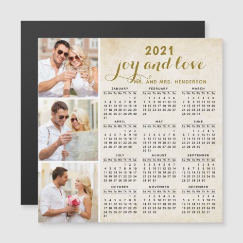 2021 Magnetic Fridge Calendar Custom Photo Beige