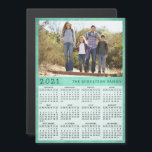 2021 Magnetic Fridge Calendar Family Photo Green<br><div class="desc">This simple 2021 magnetic card calendar is easy to personalize with the family name and custom photo to create a unique present for the loved ones. Click "Personalize this template" to upload your picture and type the family name. Green background makes it stylish and cheerful. This Sunday through Saturday calendar...</div>