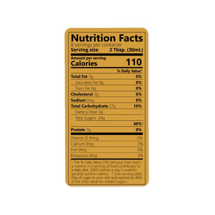 2021 Maple Syrup Nutrition Facts Satin Gold Labels Zazzle