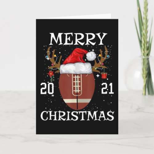 2021 Merry Christmas Lights Football Party Pajama Card