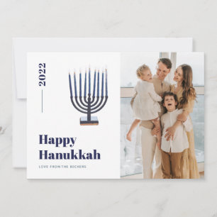 2021 Minimalist Menorah Candle Hanukkah Photo Holiday Card