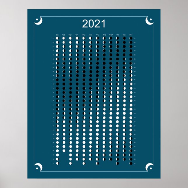 2021 - Moon Calendar Blue Poster (Front)