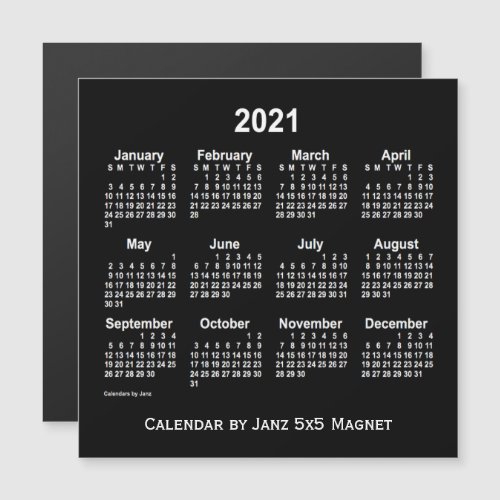 2021 Neon White Calendar by Janz 5x5 Magnet