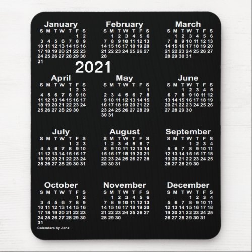 2021 Neon White Large Print Calendar by Janz Mouse Pad