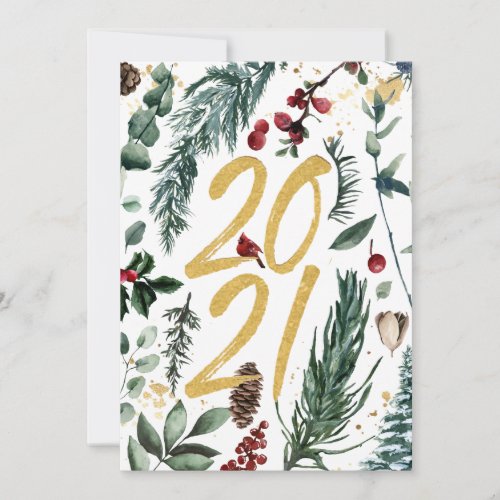 2021 New Year  Corporate Festive Pine Bough Holiday Card