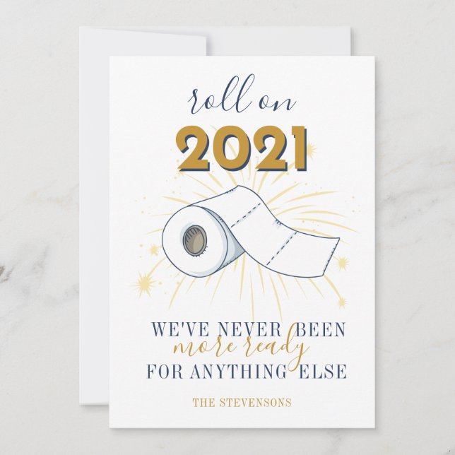 2021 New Year Toilet Paper Personalized Holiday Card (Front)