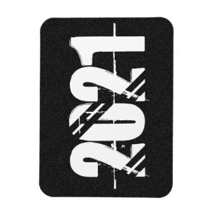 2021 New Years Black and White Noise Background Magnet