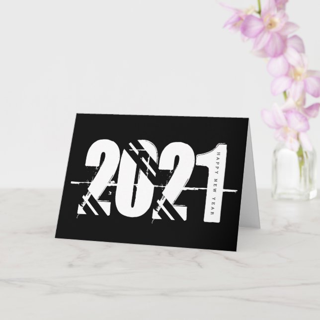 2021 New Years Black and White Simple Card (Orchid)