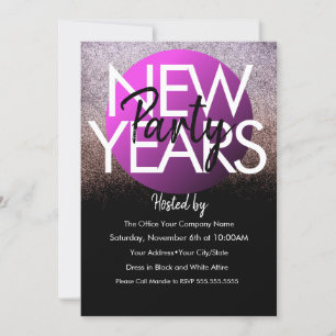 2021 New Years Company Event Purple Glitter Invitation