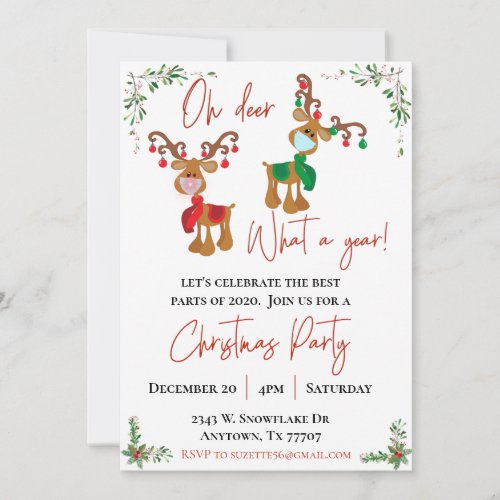 2021 Oh Deer What a Year Christmas Party Invitation