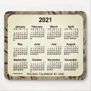 2021 Orange Sepia Holiday Art Calendar by Janz Mouse Pad