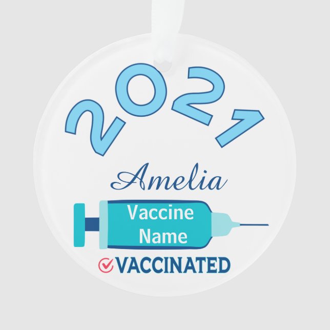2021 Personalized Name Vaccine Christmas Ornament (Front)