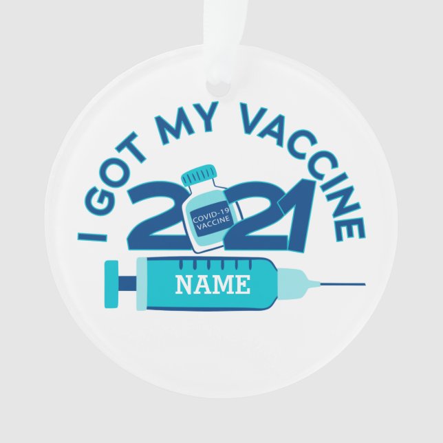 2021 Personalized Name Vaccine Christmas Ornament (Front)