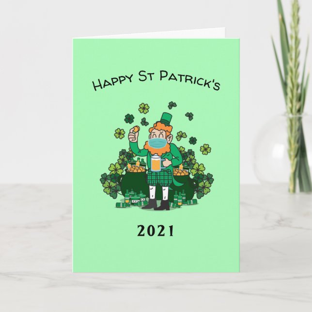 2021 quarantine funny st Patrick's day Holiday Card (Front)