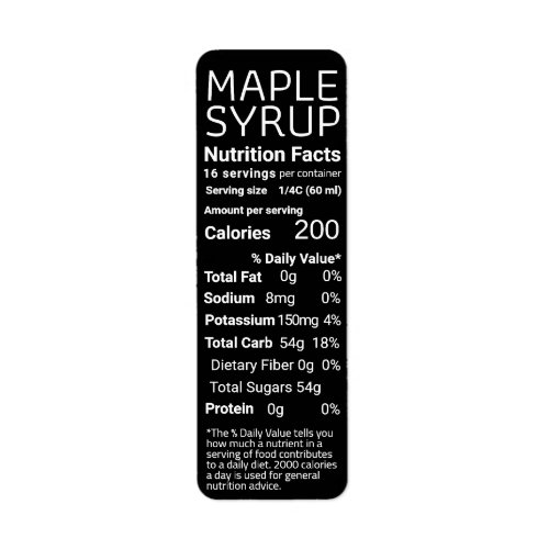 2021 Return Address Maple Syrup Nutrition Black Label